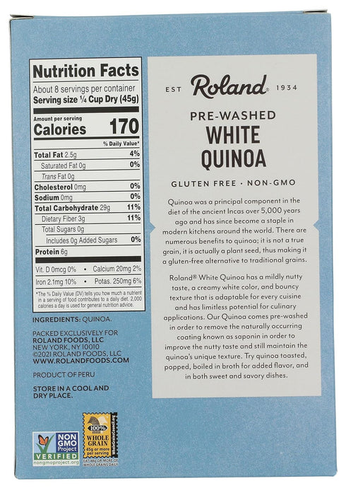 12-Ounce Roland Foods White Quinoa, Pre-washed, Specialty Imported Food