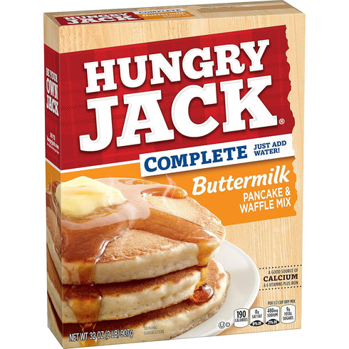 32 (Pack 6) Hungry Jack Buttermilk Pancake and Waffle Mix, Ounce