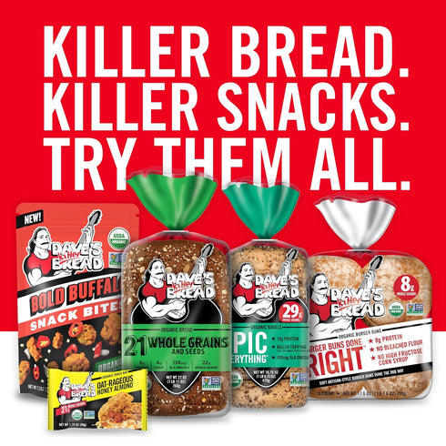 15g 5 Count Dave's Killer Bread Plain Awesome Bagels, Organic Bagels, Whole Grains per Bagel