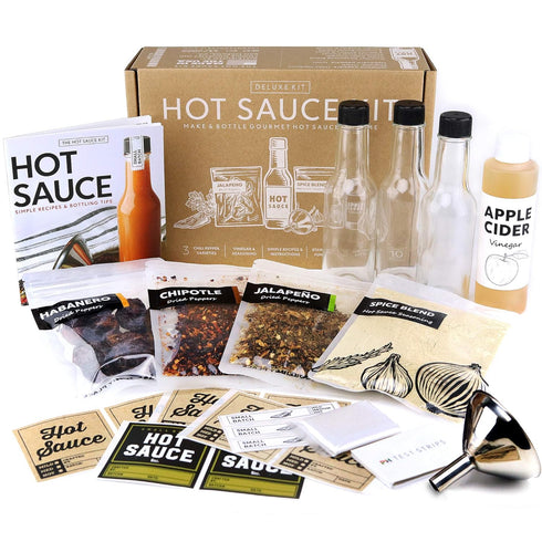 millhouse spice co. Unique Gift for Men, Deluxe Hot Sauce Making Kit, 3 Varieties of