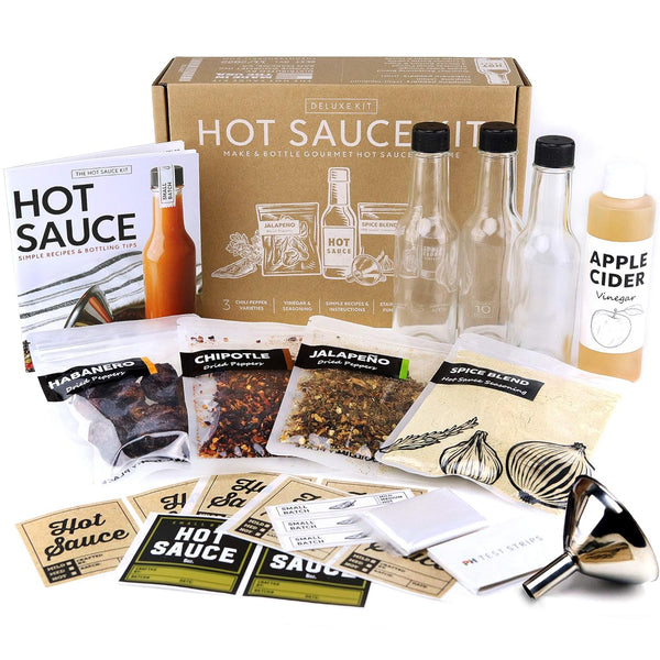 millhouse spice co. Unique Gift for Men, Deluxe Hot Sauce Making Kit, 3 Varieties of