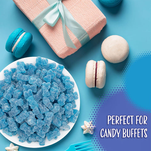 Gummy 1 Sour Bears Candy | Pound Bag | Gelatin Free Chewy Blue Candy | Blue Raspberry Jelly Bears for Baby Showers