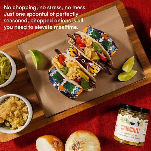 100% 9 oz (Pack 2) ONOIN Chopped Onions in Olive Oil - Seed Oil Free & Ready-to-Use Flavor Base & Topping | Jalapeno