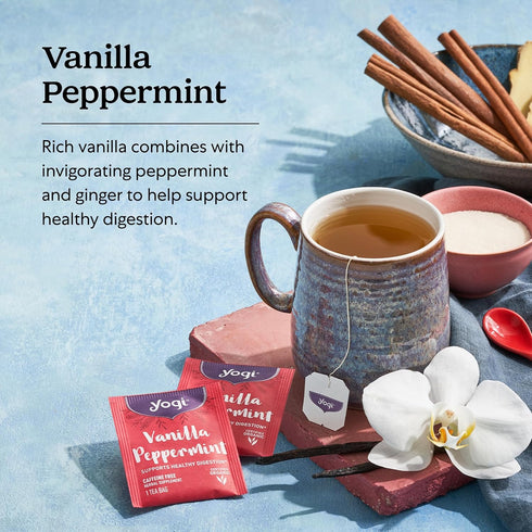 16 Pack (4 Packs) Yogi Tea Vanilla Peppermint - Bags per - Herbal Peppermint Vanilla to Support Healthy Digestion