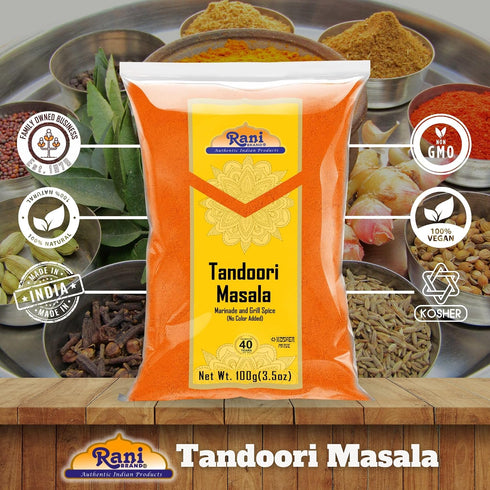 11-Spice 3.5oz (100g) Rani Tandoori Masala (Natural, No Colors Added) Indian Blend ~ Salt Free | Vegan | Gluten