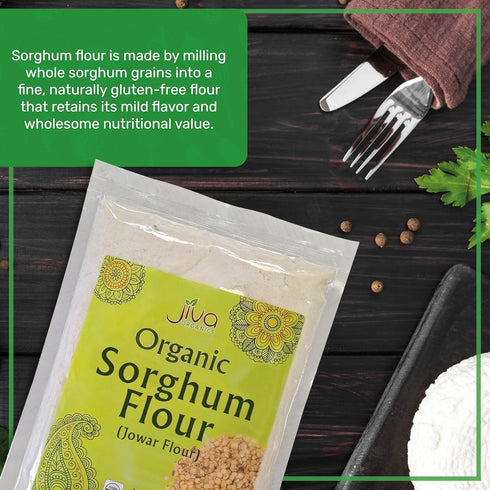 2 100% Jiva Organics Organic Sorghum Flour Pound Bag - Jowar Flour, Natural & Non-GMO