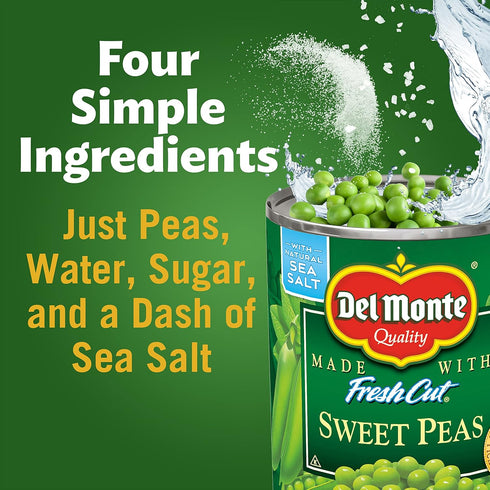 8.5 (Pack 3) Del Monte Canned Fresh Cut Sweet Peas, Ounce