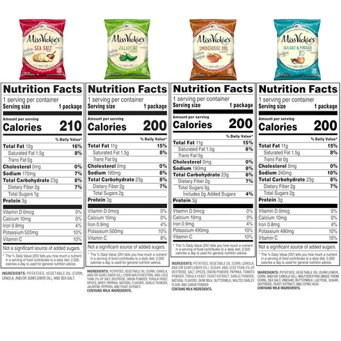 Pack, 1.375 (Pack 28) Miss Vickie's Kettle Cooked Potato Chips, Variety Ounce