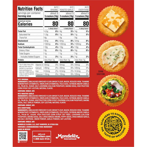 Pack, 8.85 oz (6 Packs) RITZ Fresh Stacks Original, Everything, and Garlic Butter Crackers Variety Travel Snacks, Multi