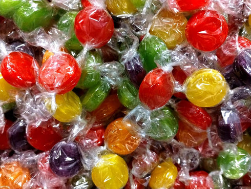 EMPORIUM CANDY TASTY TREATS FOR THE TUMMY 3 lb Assorted Fruit Buttons Candy - Bulk Bag of Individually Wrapped Cherry