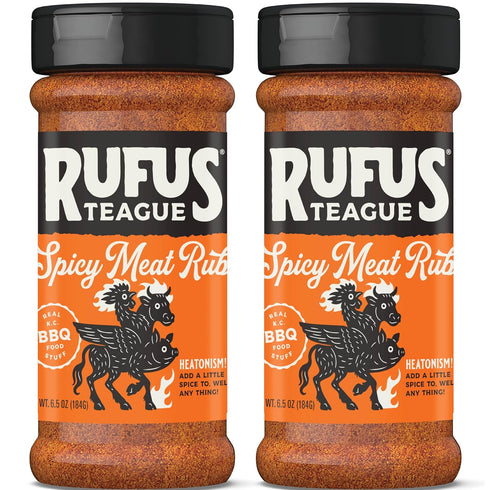 Rufus Teague Spicy Meat Rub, 2 Pack, Premium Barbecue Seasoning & Dry