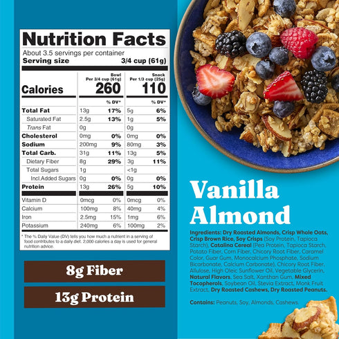 13g 8 oz. (Pack 3) Catalina Crunch Protein Granola - Low Sugar Breakfast Cereal with of Protein - Gluten Free, Keto