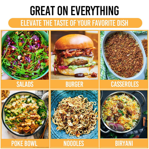 100% 16 oz Crispy Fried Onions | Natural (Non-GMO) | Gluten Free | KETO Friendly | No Sodium | Low Carb | Resealable
