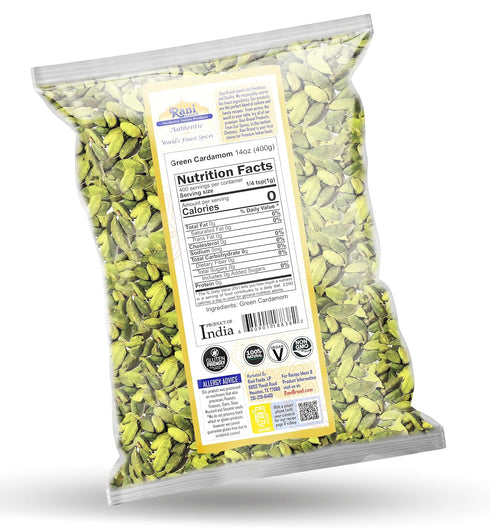14oz (400g) Rani Green Cardamom Pods Spice (Hari Elachi) ~ All Natural | Vegan | Gluten Friendly | NON-GMO | Kosher |