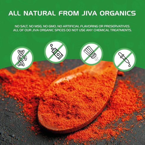 Jiva Organics Organic Red Chili Powder, 7 oz Bag, Extra Hot, Ground Indian Chillies, 100% Natural & Non-GMO