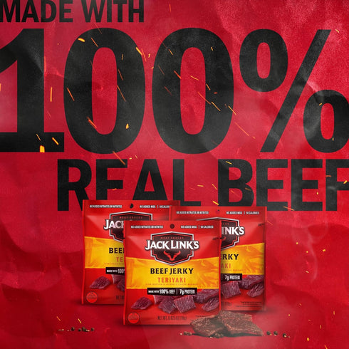 Jack Link's Beef Jerky, Teriyaki, Half Pounder Large Bag - Flavorful Meat Snack with 11g Protein per Serving