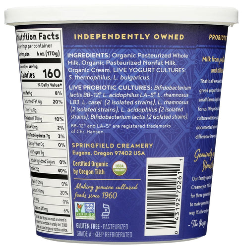 Nancy's Yogurt 24 Nancys Yogurt, Organic Whole Milk Plain Greek Yogurt, Ounce