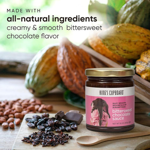 King's Cupboard Bittersweet Chocolate Sauce - Perfect Hot Fudge for Ice Cream & Desserts, 10 oz