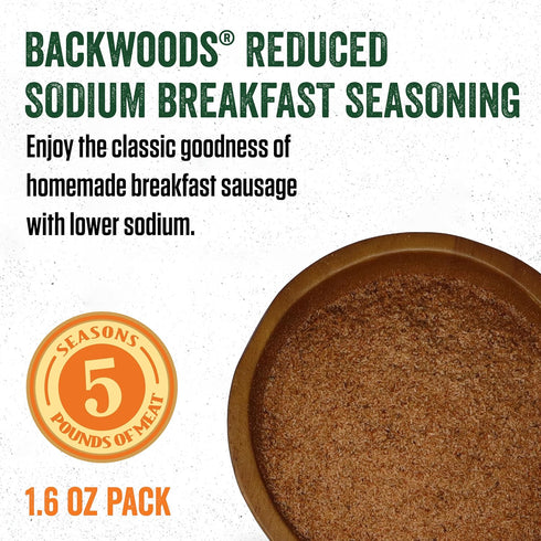 LEM Products Reduced Sodium Breakfast Sausage Seasoning - Ideal for Wild Game, Seasons Up to 5 Pounds, 1.6 Ounce