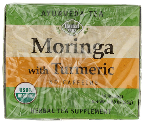 (16 Count, Pack 1) Herbal Cup Ayurveda Moringa Tea, Organic Turmeric, No Caffeine Herbal Teas
