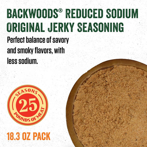 25 18.3 Packet Packet LEM Products Backwoods Reduced Sodium Original Jerky Seasoning, Ideal for Wild Game and Domestic