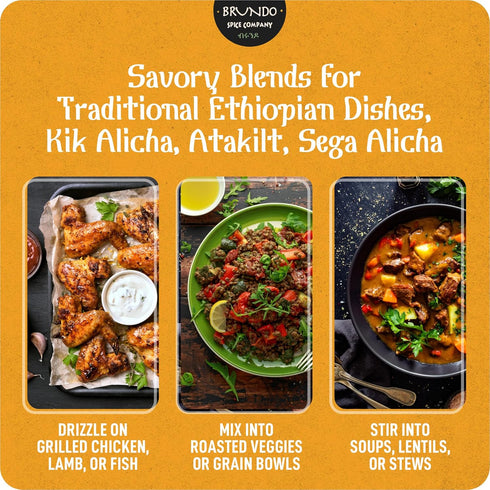 2oz Brundo Ethiopian Spice Company | Alicha Kimem | Mild Ethiopian Spice Blend | Used to Make Kik Alicha and Doro