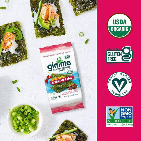 Gimme Omega3s Adults,6 Count (Pack 2) Seaweed Organic Premium Roasted Seaweed Snacks,Korean