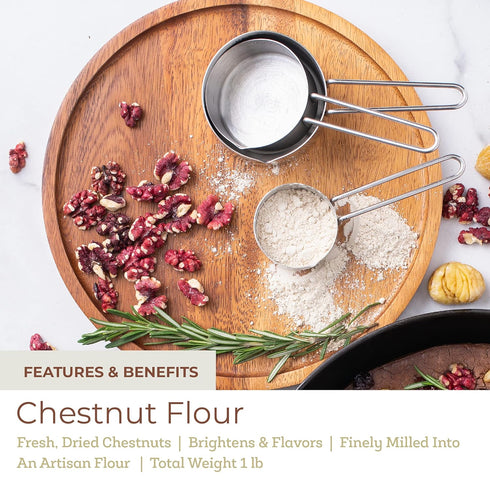 16 oz Fresh & Wild | Chestnut Flour | Finely Ground Dried Chestnuts | Gluten-Free Artisan Flour For Baking | Healthy