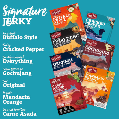 1oz 12 Pack Field Trip Turkey Jerky, Gluten Free, Low Carb, Healthy High Protein Snacks, No Nitrates, All Natural