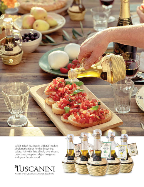 8.5oz, Tuscanini Black Truffle Oil, Made With Premium Italian Extra Virgin Olive Oil, Real Truffle Shavings in the