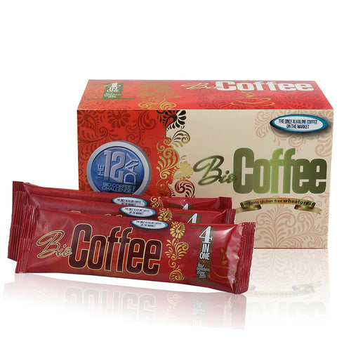 (12 Bio Coffee- NEW! - First Organic Instant Non-dairy Alkaline Coffee Sachet Box)