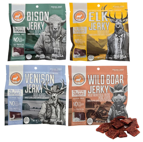Pearson Ranch Wild Grass Fed Game Variety Pack of 4-2.1oz Bags -