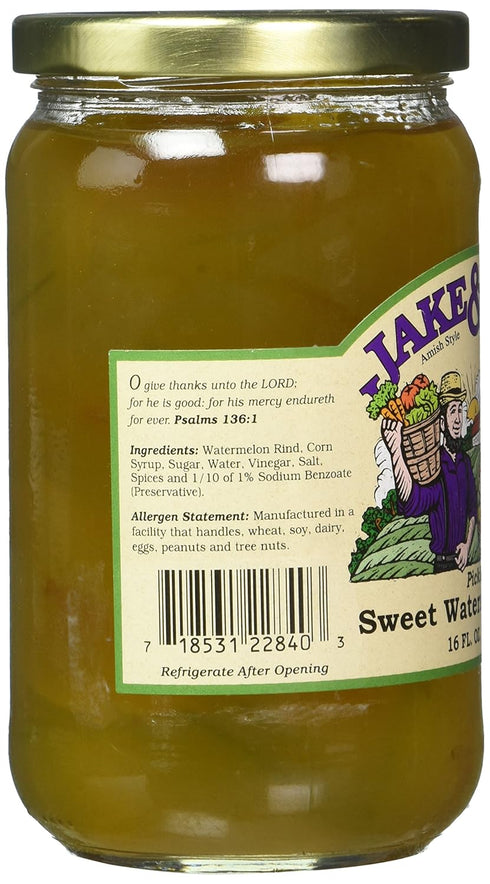 Jake and Amos 16 2 pack Pickled Sweet Watermelon Rind Jars, Ounce