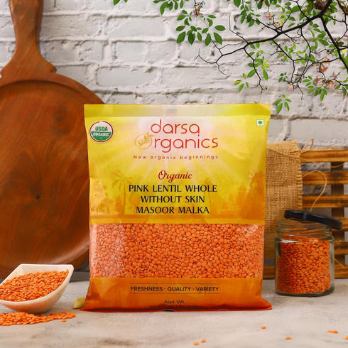 2 lb 2 lb Darsa Organics Red Lentils & Garbanzo Beans Bundle, USDA Organic, Non-GMO, Chemical-Free, Ideal for Vegan