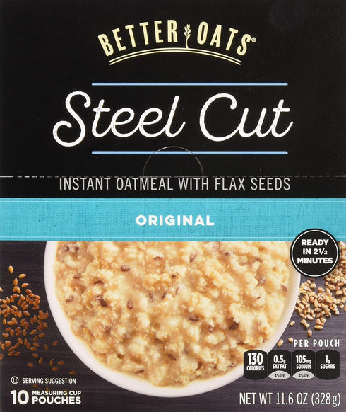Better Oats Steel Cut Oats with Flax Classic 10 Pouches 11.6 oz