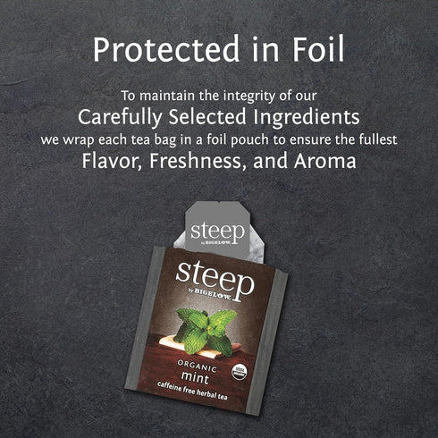 20 Count (Pack 6), 120 steep by Bigelow Organic Mint Herbal Tea, Caffeine Free, of Total Tea Bags