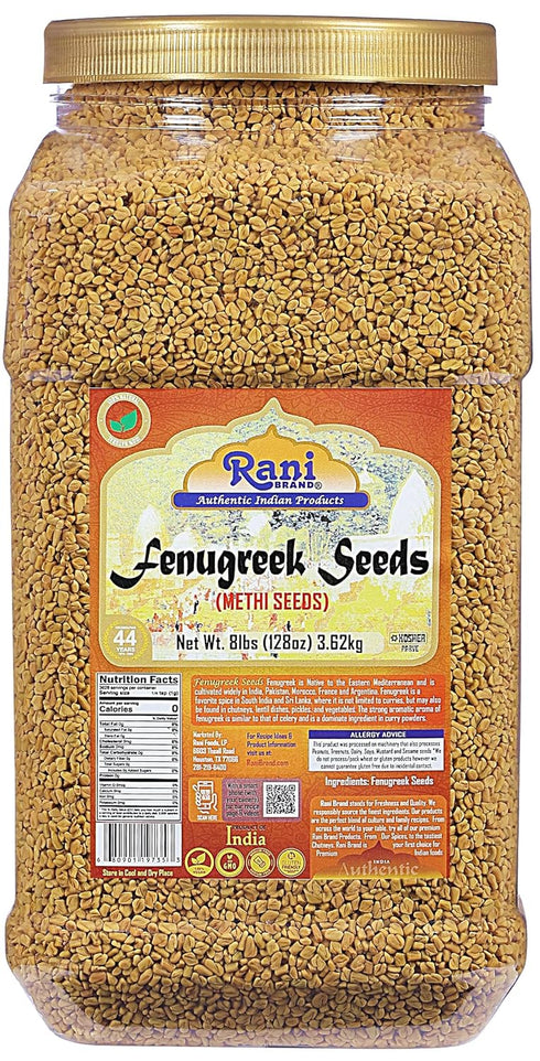 Rani Fenugreek (Methi) Seeds Whole 128oz (8lbs) 3.62kg Bulk PET Jar, Trigonella