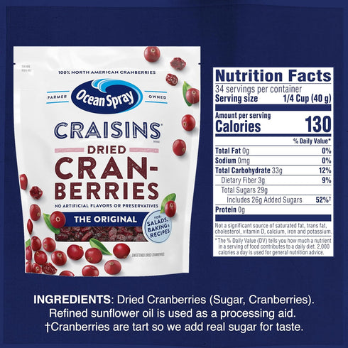 48oz Ocean Spray Craisins Original Dried Cranberries, Dried Fruit