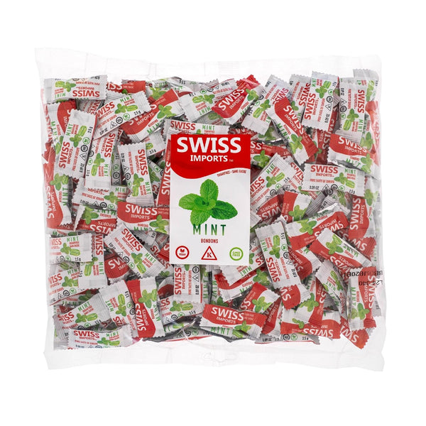 Swiss Imports Sugar Free Bonbons Hard Candy Drops, Mint, 200 Individually Wrapped Pieces, 500g/17.6oz