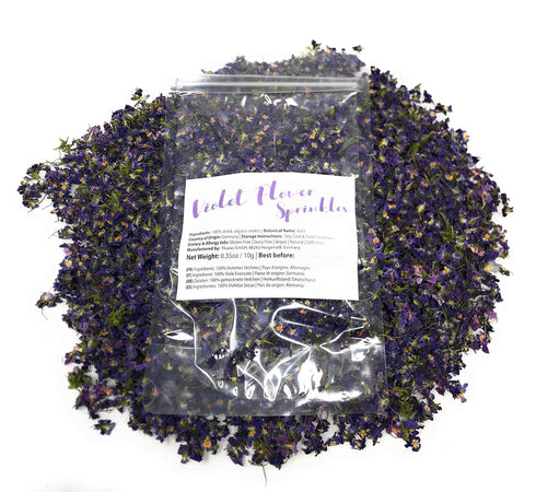 Dried Violets - Natural Violet Flower Sprinkles from Germany (Viola Odorata) - Whole Flowers for Salads, Snacks,