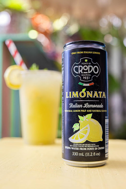 11.2 Oz. (Pack 24) Fonti Di Crodo Limonata, Italian Sparkling Lemonade, Cans