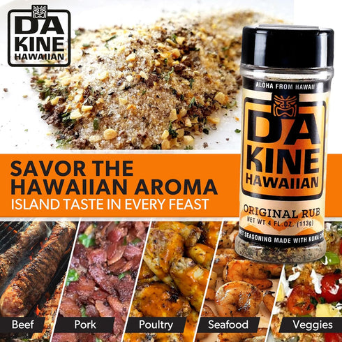 Da Kine Hawaiian Premium BBQ Dry Rub Seasoning, Authentic Gluten-Free Blend for Smoking, Grilling & Cooking (1 Pack)