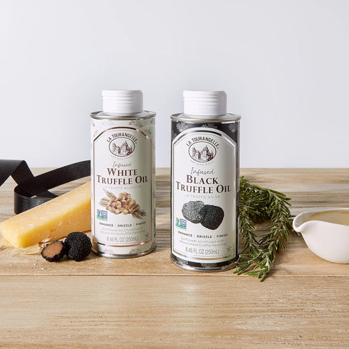 Set, 8.45 Oz (Set 2) La Tourangelle, White Truffle Oil & Black Truffle Oil Complex Gourmet Earthy Flavor for Drizzling