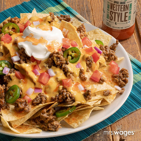 10 oz Mrs. Wages Western Style Spice Sauce, Medium Hot Sauce, Perfect for Tacos, Nachos, Chili Flavor With Fruity