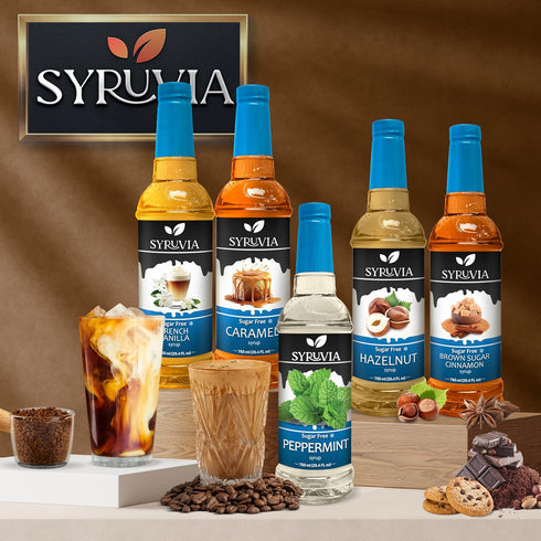 25.4 oz 0 Syruvia Sugar-Free Brown Sugar Cinnamon & Pistachio Syrup - fl Premium Coffee Flavoring Syrup. Calories