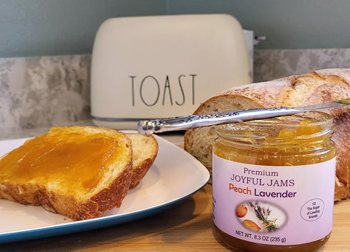 3 Gourmet Premium Peach Lavender Jam (Gift Box of Jars), More Fruit Less Sugar, Amazing Flavor, Spreadable