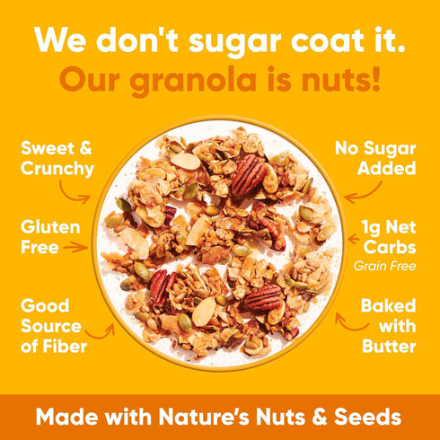 8 oz. 1 Count NuTrail Nut Granola Cereal, Honey Nut, No Sugar Added, Keto, Low Carb, Gluten Free, Grain Free, Healthy