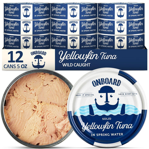 ONBOARD Premium Yellowfin Tuna in Spring Water - 12 Pack Solid Light