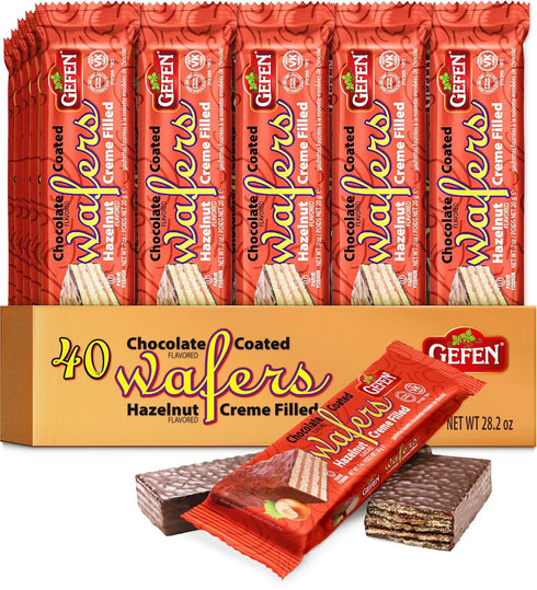 Gefen (40 Pack) Individually Wrapped Dairy Free Chocolate Coated Wafers Filled with