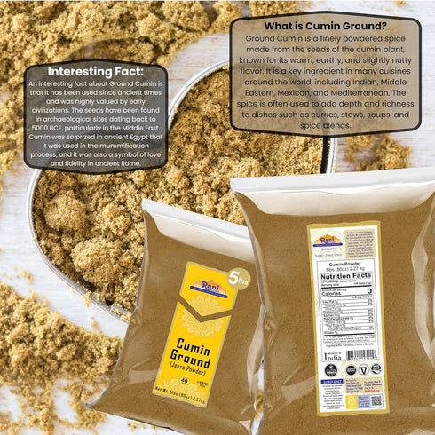 80oz (5lbs) 2.27kg Rani Cumin (Jeera) Powder Spice Bulk ~ All Natural | Vegan | Gluten Friendly | NON-GMO | Kosher |